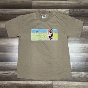 Vintage 90s Amelia Earhart Women Fly Shirt Size Large Pilot Feminism Plane